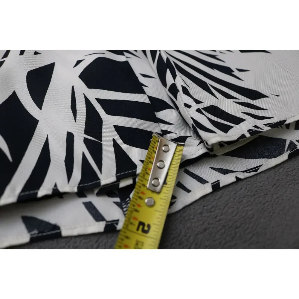 ANN TAYLOR ALine Midi Skirt Womens Size 14 Black White Tropical‎ Palm Trees Silk